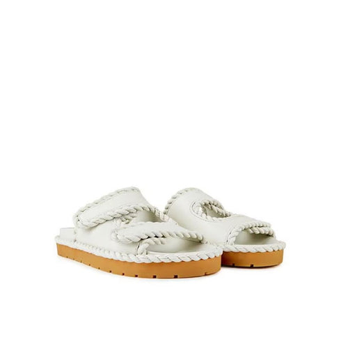 Bottega Veneta Jack Flat Mule Sandals - White Lamb Leather - Women’s Slides