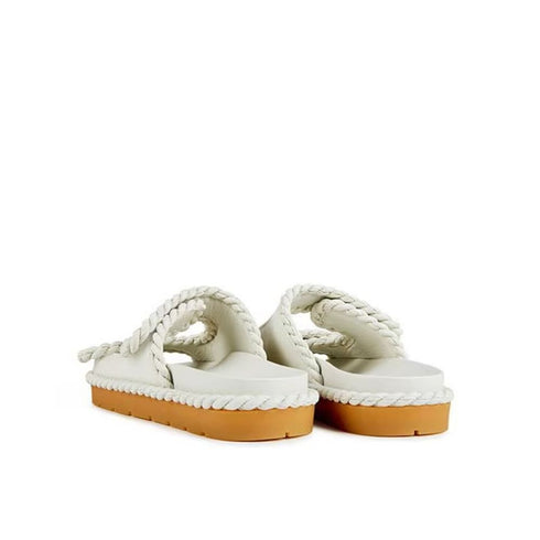 Bottega Veneta Jack Flat Mule Sandals - White Lamb Leather - Women’s Slides