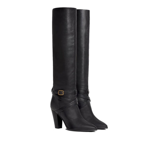 Celine Wiltern Knee High Boots in Black Calf Leather – Women’s