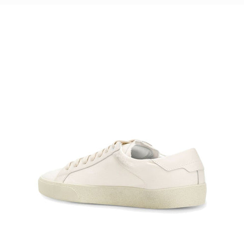 Saint Laurent Court Classic Low-Top Sneakers Shoes – White Canvas Leather Sneakers for Women