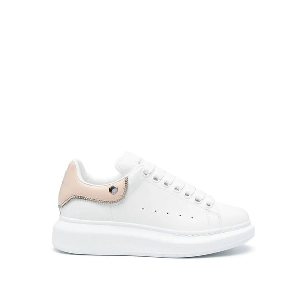 Alexander McQueen Oversized Sneakers Shoes – White Calf Leather Low-Top Shoes for Women
