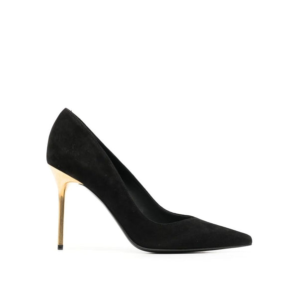 Balmain Suede Pumps Black Leather Women’s Pointed Toe High Heels