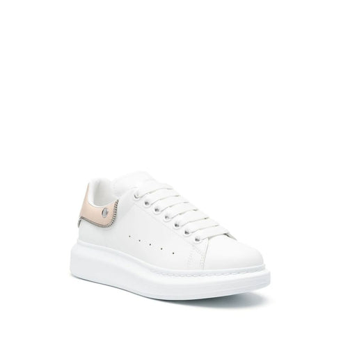 Alexander McQueen Oversized Sneakers Shoes – White Calf Leather Low-Top Shoes for Women