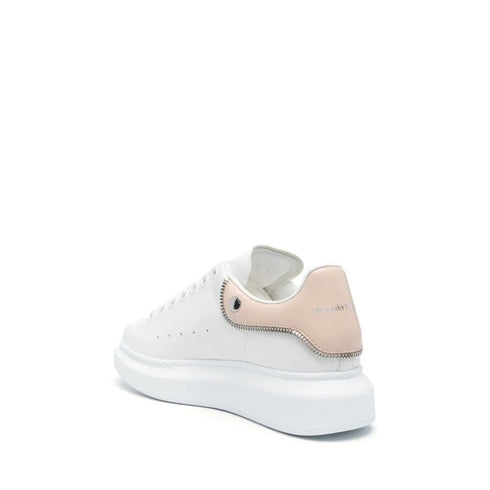 Alexander McQueen Oversized Sneakers Shoes – White Calf Leather Low-Top Shoes for Women