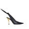 Givenchy Beauw Slingback Pumps in Black Calf Leather with Gold Hourglass Heel – Women’s