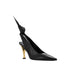 Givenchy Beauw Slingback Pumps in Black Calf Leather with Gold Hourglass Heel – Women’s