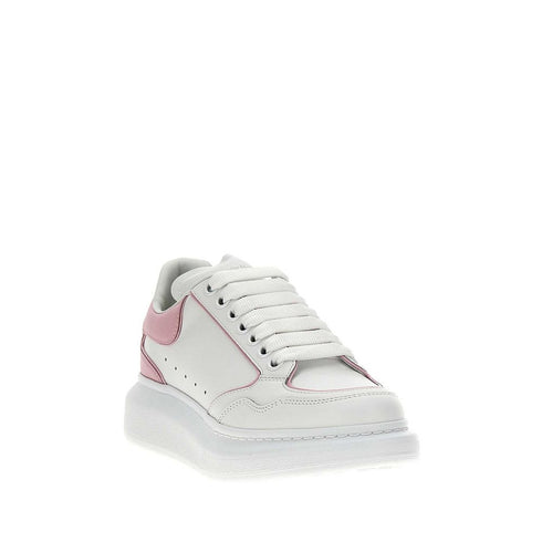 Alexander McQueen Larry Sneakers – White & Pink Calf Leather Oversized Shoes for Women