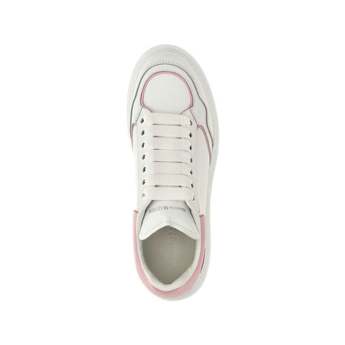 Alexander McQueen Larry Sneakers – White & Pink Calf Leather Oversized Shoes for Women