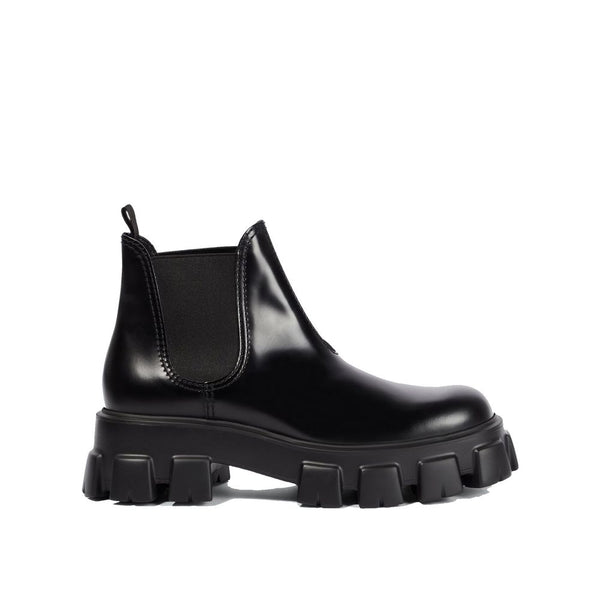 Prada Monolith Leather Ankle Boots