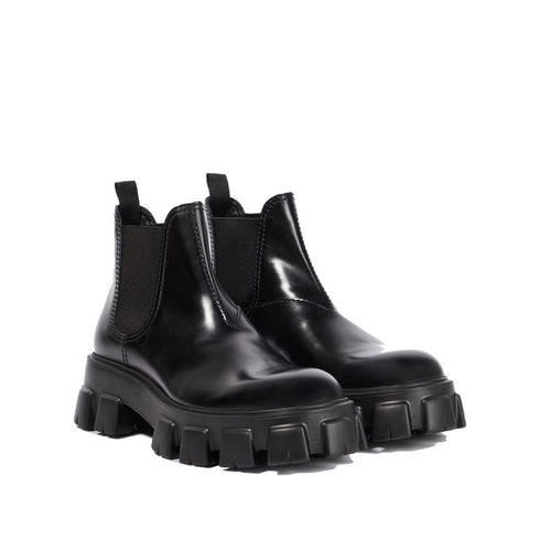 Prada Monolith Leather Ankle Boots