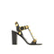 Valentino Garavani Black Leather Roman Stud High Heel Sandals with Gold Pyramid Studs - Women’s