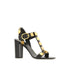 Valentino Garavani Black Leather Roman Stud High Heel Sandals with Gold Pyramid Studs - Women’s