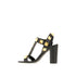 Valentino Garavani Black Leather Roman Stud High Heel Sandals with Gold Pyramid Studs - Women’s