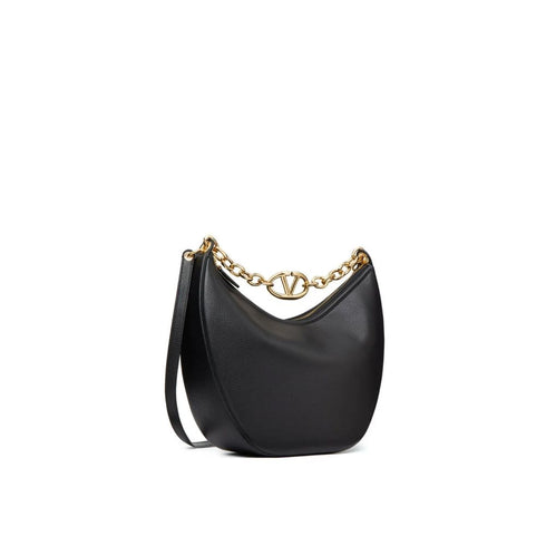 Valentino Garavani VLogo Moon Medium Hobo Bag Black Grainy Calfskin – Women