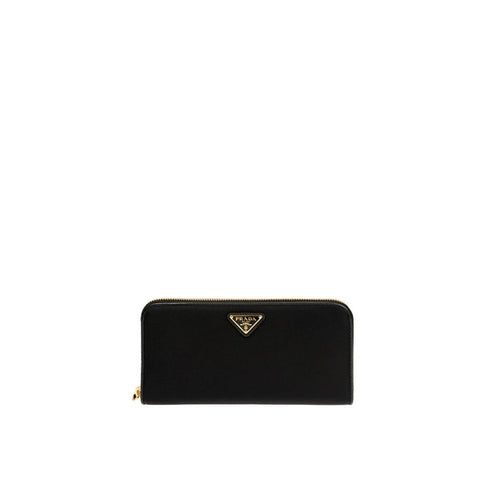 Prada Nylon Logo Zip-Around Wallet with Leather Lining in Black for Women