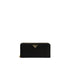 Prada Nylon Logo Zip-Around Wallet with Leather Lining in Black for Women