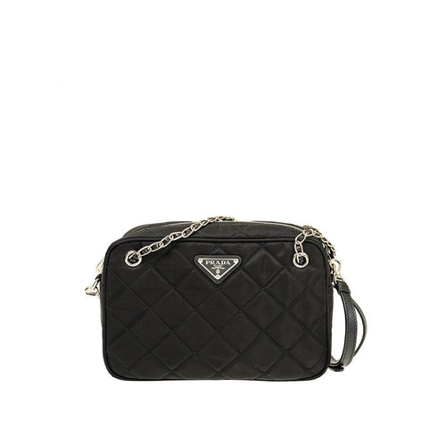 Prada Tessuto Impuntu Quilted Bandoliera Crossbody Bag in Black Nylon – Women