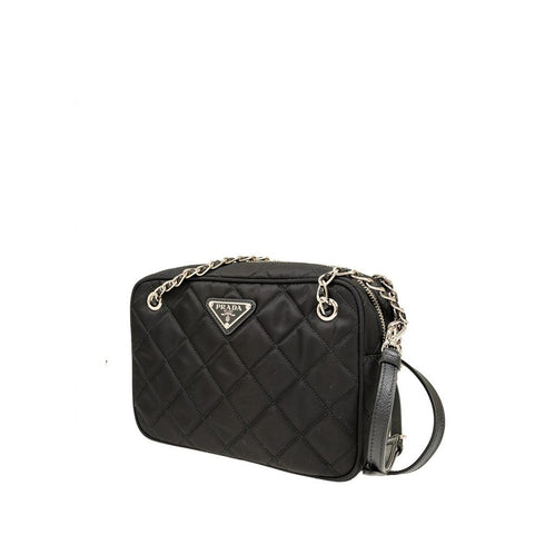 Prada Tessuto Impuntu Quilted Bandoliera Crossbody Bag in Black Nylon – Women