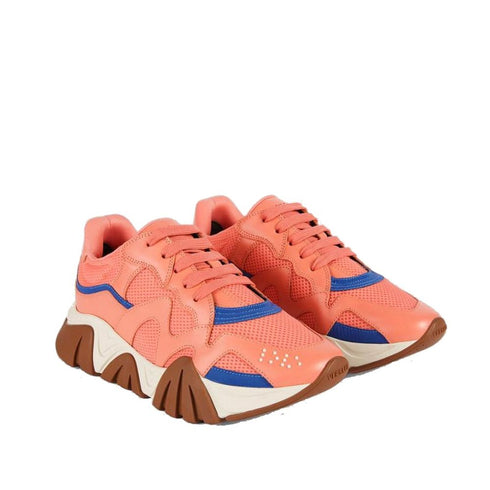 Versace Squalo Sneakers Shoes- Coral Orange Mesh Leather Chunky Trainers for Women