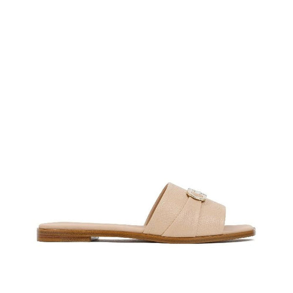 Salvatore Ferragamo Beige Leather Flat Sandals – Women's Italian Slides