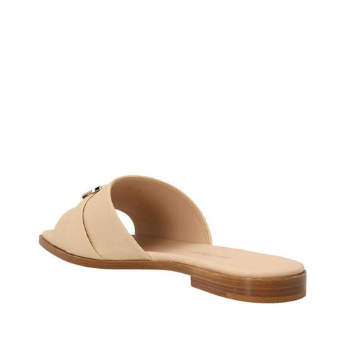 Salvatore Ferragamo Beige Leather Flat Sandals – Women's Italian Slides