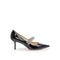 Jimmy Choo Black Patent Leather Bing Crystal Strap Heels Pumps - Women’s