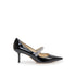 Jimmy Choo Black Patent Leather Bing Crystal Strap Heels Pumps - Women’s