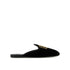Miu Miu Logo Embroidered Slip-On Mules – Black Velvet Leather Flats for Women