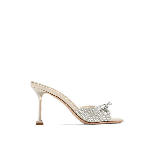 Miu Miu Crystal Bow Mules – Beige Leather & Silk – Women’s Heels