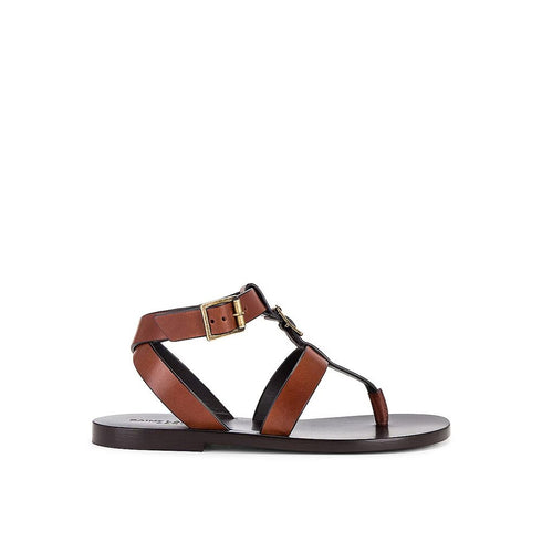 Saint Laurent Hardy Sandals – Brown Calf Leather Flip Flop Style – Women’s