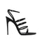 Saint Laurent Jerry Black Satin Sandals with Crystal Details – Women's