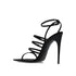 Saint Laurent Jerry Black Satin Sandals with Crystal Details – Women's