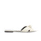 Saint Laurent White Leather Flat Slides Sandals for Women