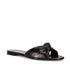 Saint Laurent Black Leather Flat Slides Sandals for Women