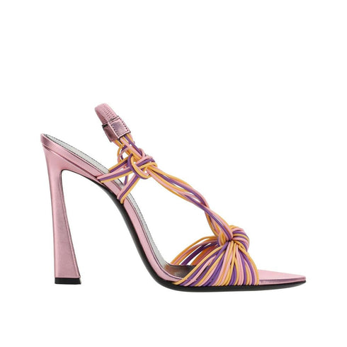 Saint Laurent Pool 105 Pink Yellow Purple Leather Heel Sandals - Women’s
