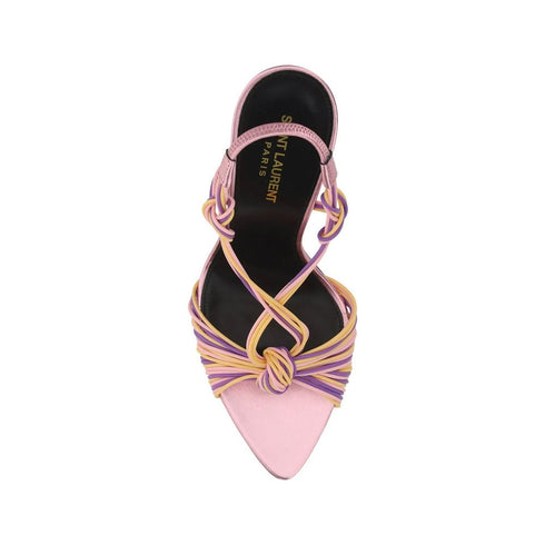 Saint Laurent Pool 105 Pink Yellow Purple Leather Heel Sandals - Women’s