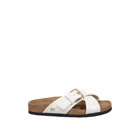 Valentino Garavani Leather Flat Sandals – White Calf Leather Slip-On Comfort Sandals for Women