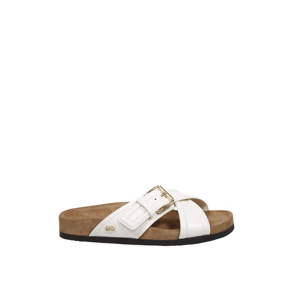 Valentino Garavani Leather Flat Sandals – White Calf Leather Slip-On Comfort Sandals for Women