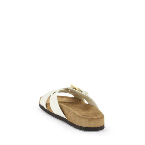 Valentino Garavani Leather Flat Sandals – White Calf Leather Slip-On Comfort Sandals for Women