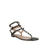 Valentino Garavani Rockstud Flip-Flop Sandals – Black Leather Flat Sandals for Women with Gold Studs