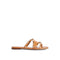 Valentino Garavani Rockstud Flat Sandals – Brown Camel Leather Studded Slides for Women