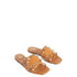 Valentino Garavani Rockstud Flat Sandals – Brown Camel Leather Studded Slides for Women