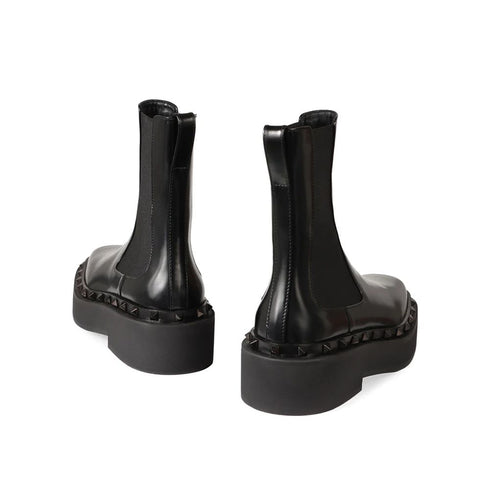 Valentino Garavani Rockstud Women's Designer Black Leather Chelsea Boots