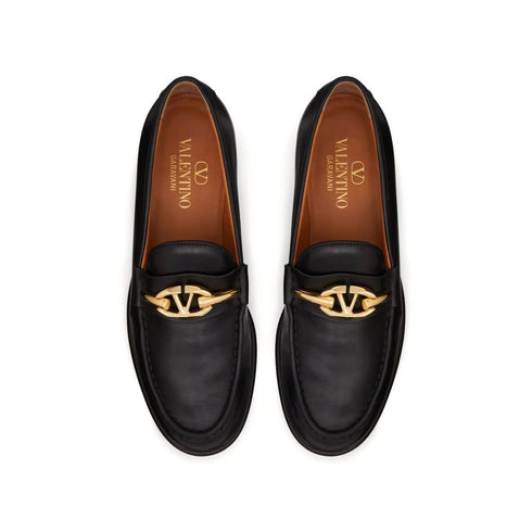 Valentino Garavani V-Logo Moon Leather Loafers