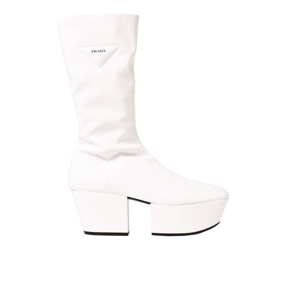 Prada Platform Pull-On Boots in White Polyurethane – Women's