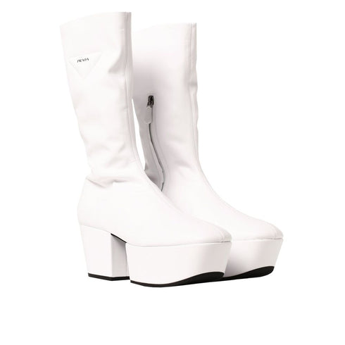 Prada Platform Pull-On Boots in White Polyurethane – Women's