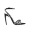 Saint Laurent Ava Black Rhinestone Silk Stiletto Sandals for Women – Designer Evening High Heels