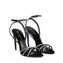 Saint Laurent Ava Black Rhinestone Silk Stiletto Sandals for Women – Designer Evening High Heels