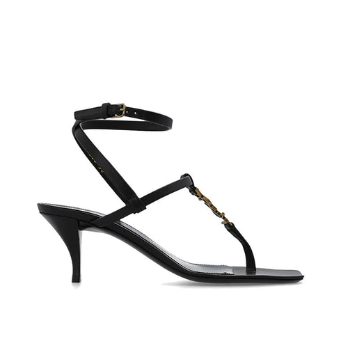 Saint Laurent Cassandra Heeled Sandals – Women's Black Leather YSL Heels