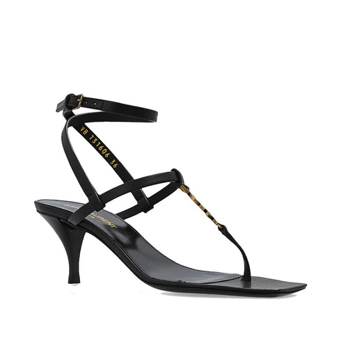 Saint Laurent Cassandra Heeled Sandals – Women's Black Leather YSL Heels